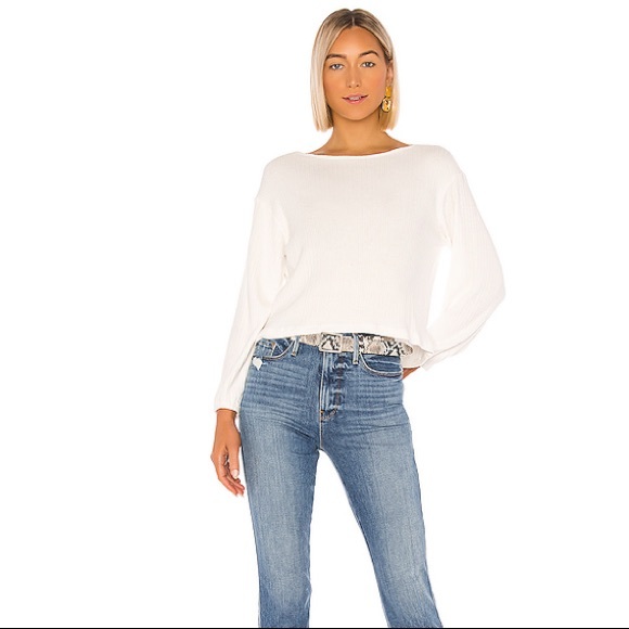LNA White Sweater Ribbed Top
